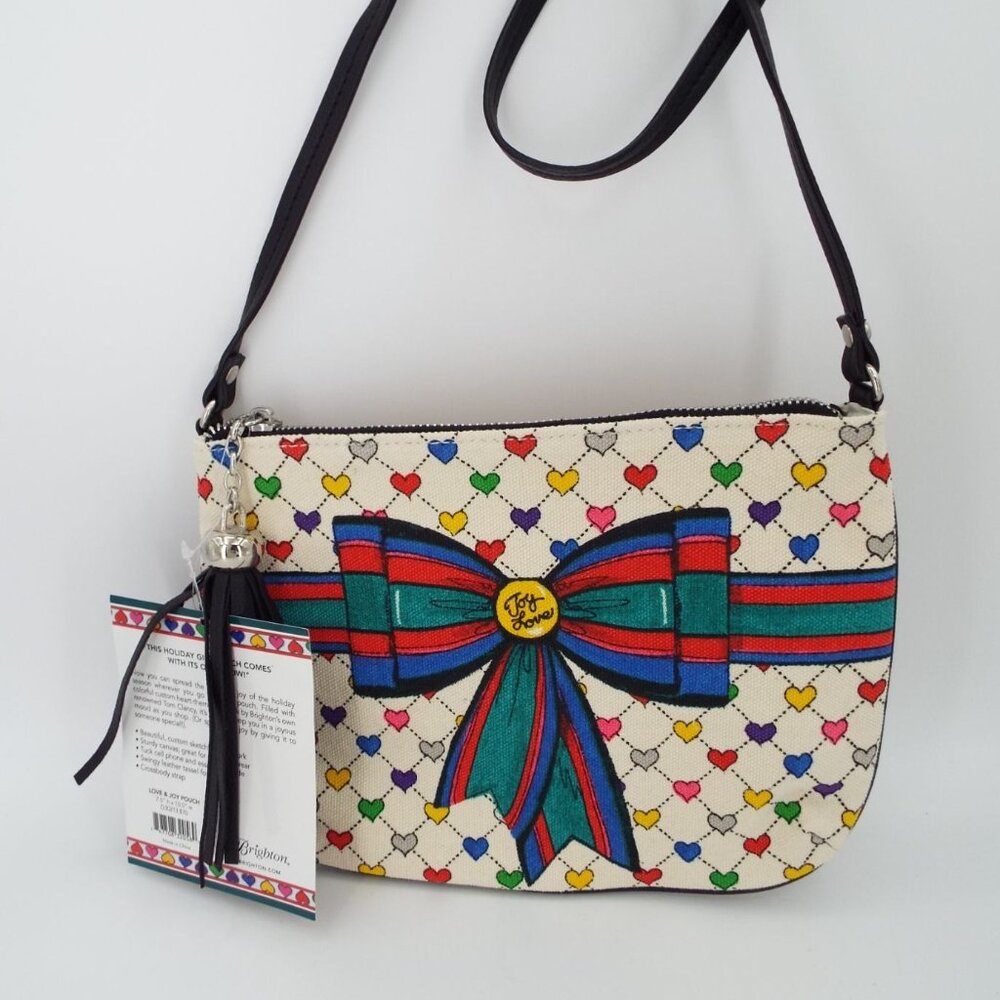 Brighton Love & Joy Canvas Crossbody Pouch NWT